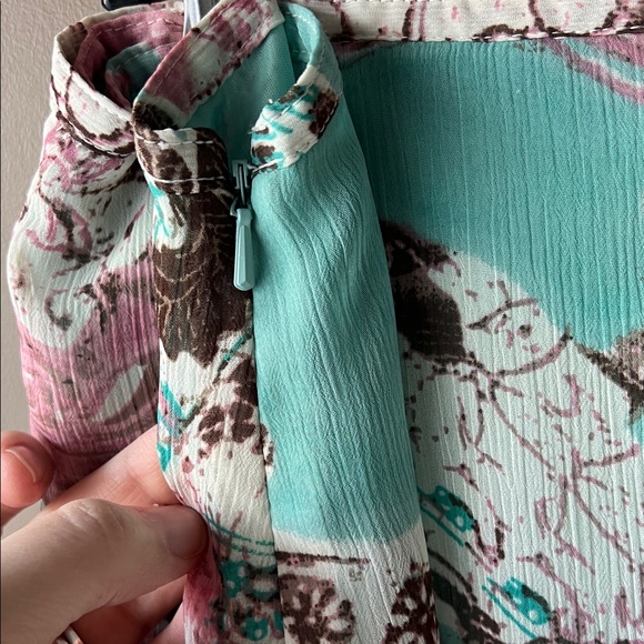 Encore Turquoise Floral Asymmetrical Maxi Skirt 16 - Picture 7 of 10